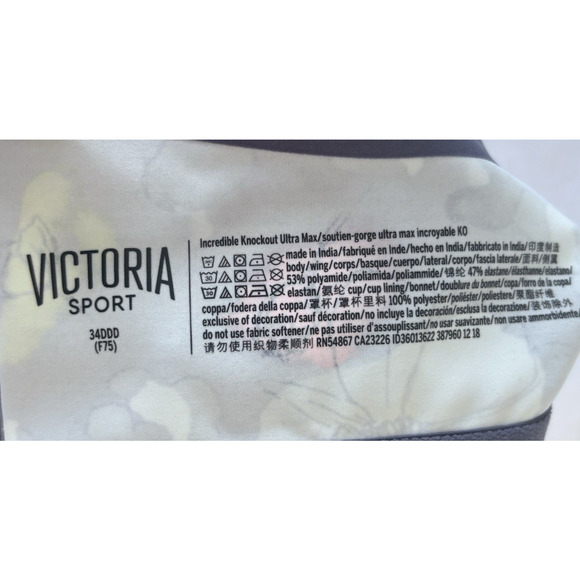 Victorias Secret Knockout Sports Bra 34DDD Zip Front Close Workout Running - Picture 5 of 5